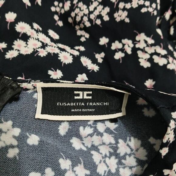 Elisabetta franchi abito Donna womens medium floral mini black cream blossoms - Picture 7 of 10